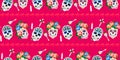 Day of the dead, Halloween, Dia de los muertos print background, seamless pattern design