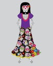 Day of the Dead or Halloween Skeleton Woman Royalty Free Stock Photo