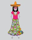 Day of the Dead or Halloween Skeleton Woman Royalty Free Stock Photo