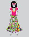 Day of the Dead or Halloween Skeleton Woman Royalty Free Stock Photo