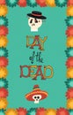 Day of the dead hand drawn mariachi skull poster Royalty Free Stock Photo