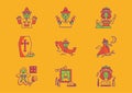 Day of dead mexico icons Royalty Free Stock Photo