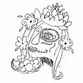 Day of the dead, make up of sugar skull. Children`s drawing, prints on T-shirts