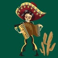 Day of the dead man skeleton in Mexican suit poster Royalty Free Stock Photo