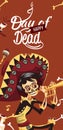 Day of the Dead man skeleton playing on trumpet poster