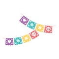 Day of the dead, mexican celebration pennants skulls flowers