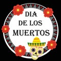 Day of the dead Mexican holiday greeting card, poster, flyer. Royalty Free Stock Photo
