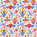Day of the dead mexican icons seamless pattern Royalty Free Stock Photo