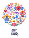 Day of the dead mexican sugar skull icon card Royalty Free Stock Photo