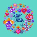 Day of the dead mexican sugar skull icon card Royalty Free Stock Photo