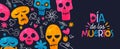 Day of the dead mexican sugar skull spanish banner Royalty Free Stock Photo