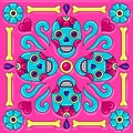 Day of the Dead mexican talavera ceramic tile pattern.