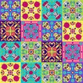 Day of the Dead mexican talavera ceramic tile pattern. Royalty Free Stock Photo