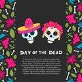 Day of the Dead or Mexico Halloween greeting card, invitation Royalty Free Stock Photo