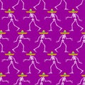 Day of dead in mexico pattern seamless. Skeleton in sombrero background