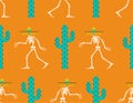 Day of dead in mexico pattern seamless. Skeleton in sombrero background