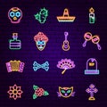 Day of the Dead Neon Icons