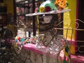 day of the dead ornamental skeleton outside in mexico