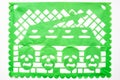 Day of the Dead, Papel Picado. Green Real traditional Mexican paper cutting flag. Isolated on white background