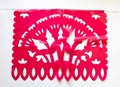 Day of the Dead, Papel Picado. Pink traditional Mexican paper cutting flag.