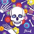 Day of the dead. Paper cut skull for mexican celebration. Traditional mexico skeleton. Blue Diamond eyes. Dia de muertos