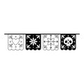 Day of the dead, pennants skull flower decoration party mexican celebration line style