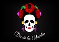 Day of the dead, portrait of Mexican Catrina with skulls and red flowers , inspiration Santa Muerte in Mexico and la Calavera , ve Royalty Free Stock Photo