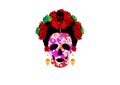 Day of the dead, portrait of Mexican Catrina with skulls