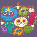 Day of the Dead print. Holy Death print. Mexican sugar skulls. T-shirt print.