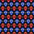 Day of the dead seamless pattern with colorful skulls on dark background. Traditional mexican Halloween design for Dia Royalty Free Stock Photo