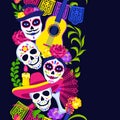 Day of the Dead seamless pattern. Dia de los muertos. Mexican celebration. Royalty Free Stock Photo