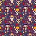 Day of the dead seamless pattern. Dia de los muertos mexican festival