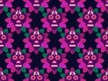 Day of the dead seamless pattern, skulls with flowers in a flat style. Mexican holiday. Vector