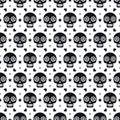 Day of the dead seamless pattern with skulls on white background. Traditional mexican Halloween design for Dia De Los Royalty Free Stock Photo