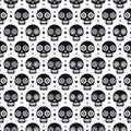 Day of the dead seamless pattern with skulls on white background. Traditional mexican Halloween design for Dia De Los Royalty Free Stock Photo