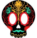 Day Of The Dead Skull. Skull sugar flower. Skull tattoo. Vector illustration Royalty Free Stock Photo