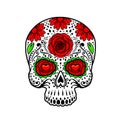 Day Of The Dead Skull. Sugar Flower Tattoo.