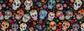Day of the dead and mexican Halloween texture. Royalty Free Stock Photo