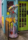 Day of the Dead statue outside a Mexican restaurant in Dallas, Texas. Royalty Free Stock Photo