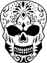 Day of the Dead Sugar Skull Black & White