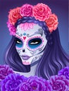 Day of dead sugar skull woman Royalty Free Stock Photo