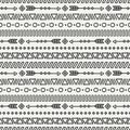 Day of the Dead. Tribal hand drawn line mexican ethnic seamless pattern. Border. Wrapping paper. Print. Doodles. Tiling