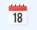The day eighteen of the month with date 18, eighteenth day logo design. Calendar icon flat day 18. Event schedule date.