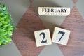 Day of February with leaf on diamond. Royalty Free Stock Photo