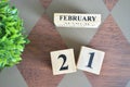 Day of February with leaf on diamond. Royalty Free Stock Photo
