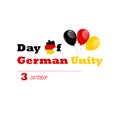 Day of German Unity October 3. Vector illustration in the colors of the national flag. Germany map and balloons as Royalty Free Stock Photo