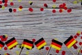 October 3, happy German independence Day. the concept of patriotism , freedom and independence. Mini paper flags with yellow and