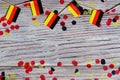 October 3, happy German independence Day. the concept of patriotism , freedom and independence. Mini paper flags with yellow and