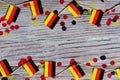 October 3, happy German independence Day. the concept of patriotism , freedom and independence. Mini paper flags with yellow and