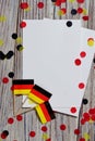 October 3, German unification Day. the concept of patriotism , freedom and independence. Mini paper flags with yellow and red